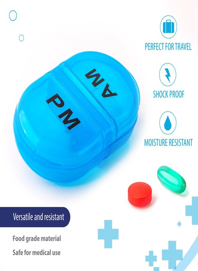 Deke Home - Pill Organizer AM PM, 2 Compartment Pill Box for Pocket or Purse, Small Daily Medicine Case, Travel Pill Holder, Easy Open Pill Container for Seniors, Vitamins & Supplements (Blue) - Image 5